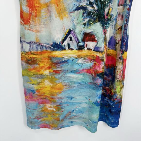 Leoma Lovegrove Tropical Print Shift Dress Stretch Jersey Short Sleeve Size XL - Picture 3 of 11